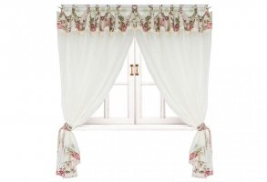 Штора Прованс батист Large Pink Rose 250x145 см с кантом и мережкой (003668)