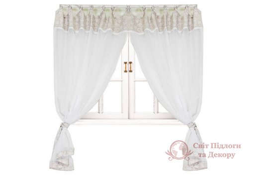 Штора Прованс батист White Rose 170x145 см с кантом и мережкой (003673) фото №1