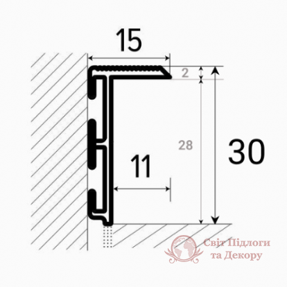 Алюминиевый плинтус скрытого монтажа Kluchuk 30x15 фото №3