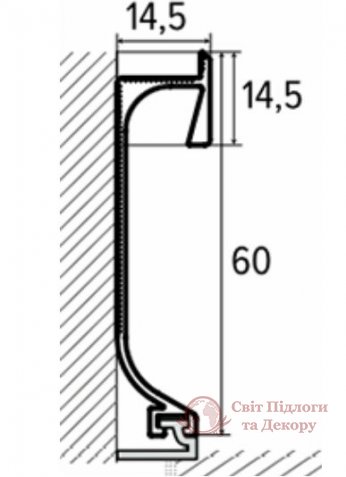 Алюминиевый плинтус скрытого монтажа Kluchuk 56x14,5 RAL фото №4