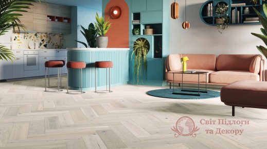 Паркетная доска Barlinek, колл. Pure Line, Дуб Cappuccino Herringbone 1-но пол. фото №2