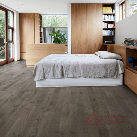 Паркетна дошка Kahrs, кол. Canvas, Дуб Carbon 1-но пол. фото №2