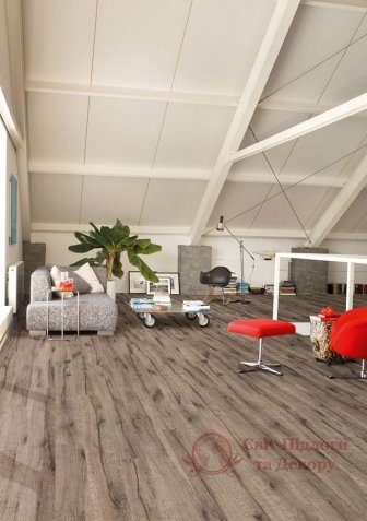 Ламінат Quick Step, кол. Eligna Wide, Реставрир. сірий дуб UW 1545 фото №2