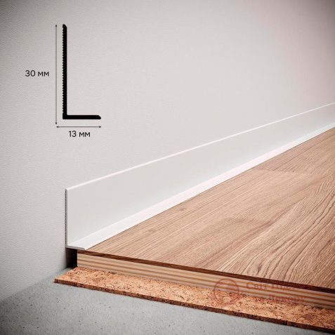 Плінтус алюмінієвий Білий Kluchuk L-30 30x13 ALU-NL30R9003 фото №2