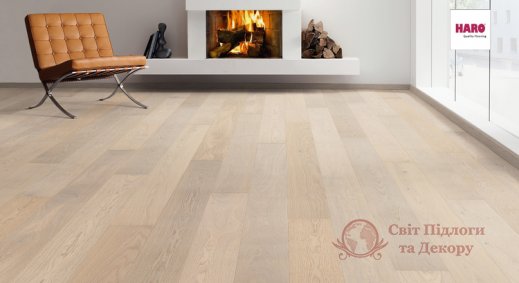 Паркетная доска Haro, Дуб кристально-белый маркант 538934, 1-но пол. фото №3 Паркетная доска Haro, Дуб кристально-белый маркант 538934, 1-но пол. фото №3