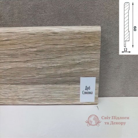 Плинтус мдф Super Profil СП1260, Дуб Сонома серо-коричневый 60x12 фото №2