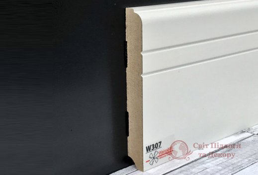 Плинтус мдф белый WainsMill арт. W307 (120x16) фото №1
