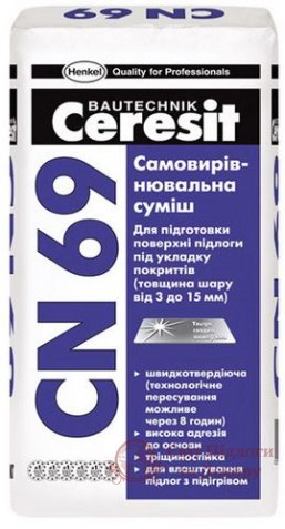 Самовыравнивающаяся смесь 3-15 мм Ceresit CN 69 (25 кг) фото №1