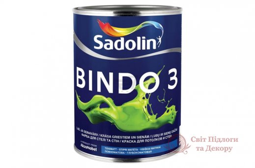 Краска для потолка и стен Sadolin BINDO 3 (1 л) фото №1